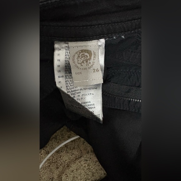 Mens Diesel THAVAR SP-NE Denim Sweat Pants Joggers Black Size 26 Cotton Leather - Picture 8 of 16